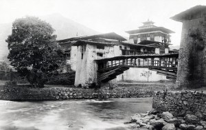 View of bridge outside Punakha, where the 5th King of Bhutan married several years ago.