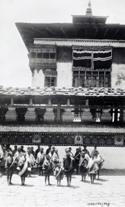The dzong in Thimphu looks much like this photograph from 100 years ago.