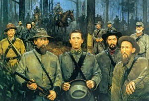 Rebs wearing their butternut uniforms