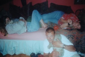 Tash and me are with Mr Rabbit in Edinburgh circa 1994. At the time I wrote the poem 'Looking For Mr Rabbit'