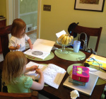 We colored while Papa made us cookies.