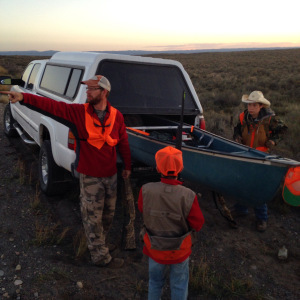 Scott Johnson and his sons, Brigham and Cole, get ready for the hunt. 