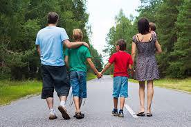 family walking