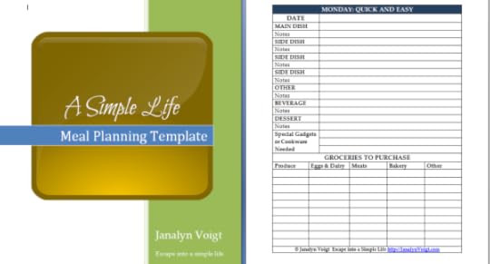 Free menu planner template