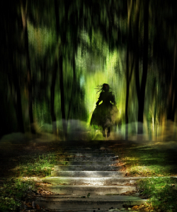 apparition creepy dead death dress eerie female figure floating forest fright ghost
