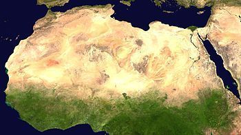 English: Sahara desert from space. Русский: Пу...