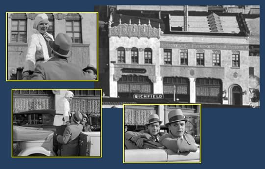 Cagney convinces Jean to allow him to give her a ride. These views show details on the building standing on the SE corner of Wilshire and Detroit.