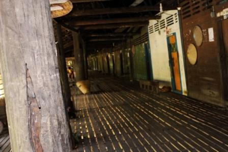 The corricor of Sungulok Palin Longhouse by Ulu Palin River, Kapuas Hulu Regency, Borneo
