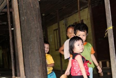 The last children to be born at the burnt-down cultural heritage Sungulok Palin, Ulu Palin River, Heart of Borneo.