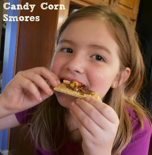 Make candy corn s'mores with candy corn marshmallows
