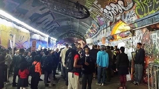 Protestors outside the show's entrance