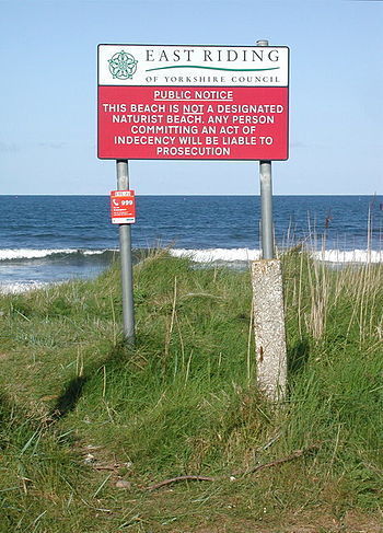 English: No skinny-dipping Unusual warning sig...