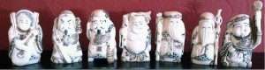 Netsuke (carved ivory belt ties) of the Seven Gods of Luck