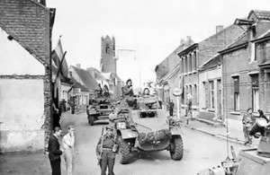 Canadian armored cars in Putte, during the Anglo-Canadian drive in the Scheldt Estuary, 11 Oct 1944 (Imperial War Musuem)