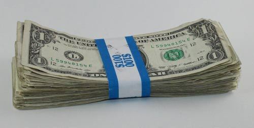 A stack of US $1 Dollar bills