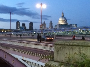 St Pauls at dusk from Blackfriars Bridge.