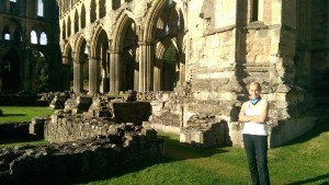 The unearthly and wonderful Rievaulx Abbey on the North York Moors. A Cistercian Abbey so far from towns that it is preserved so much better than most. A haunting, fabulous place.