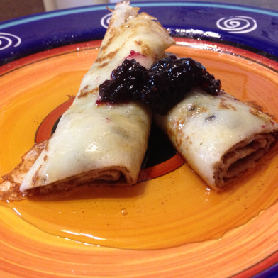 Blueberry Crepes with Pure Maple Syrup