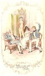 “William was often called on by his uncle to be the talker.” Illustration by C.E. Brock.