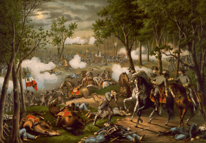 Battle of Chancellorsville by Kurz and Allison (depicts the wounding of Confederate Lt. Gen. Stonewall Jackson on May 2, 1863)