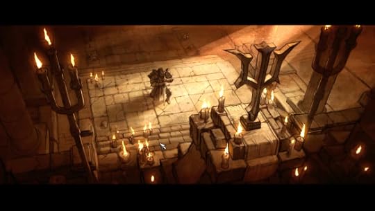 A cutscene from the crusader class in Diablo 3