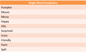Pumpkin day mouse single word vocabulary