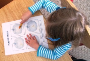 kerri coloring her pumpkins