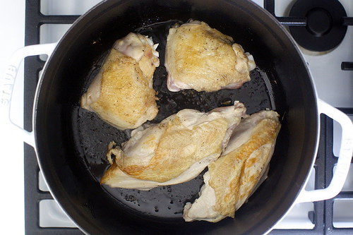 browning the chicken parts