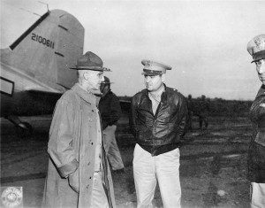 Gen. Joseph Stilwell and Maj. Gen. Curtis LeMay at an American airfield in China, 11 October 1944 (US Library of Congress)