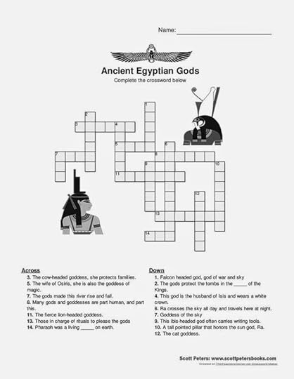 image: ancient Egyptian gods crossword worksheet