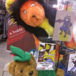 Archer Bear and Fernando the Mouse Lion hanging at the Teddy Bear Tales Table