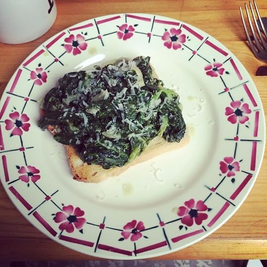 Creamed spinach on toast