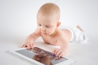 Baby with tablet