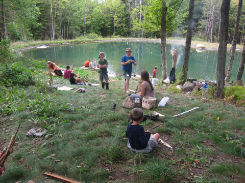 Skills group. Basket making, hide smoking, fire starting, and just being