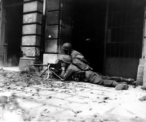 US 26th Infantry in the streets of Aachen, Germany, 15 October 1944