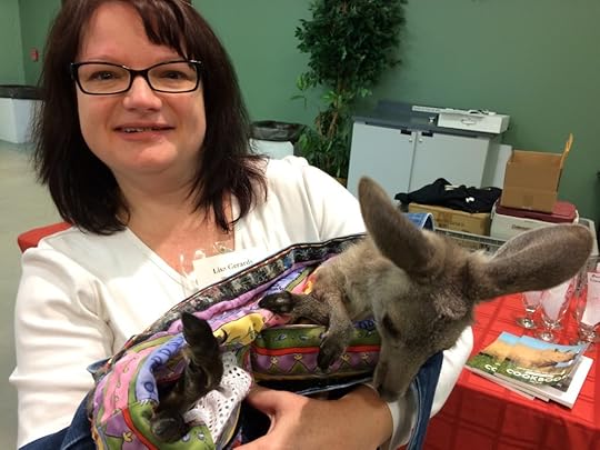 Keeping my hair away from those teeth. You can see the spit on the right side of my hair. 