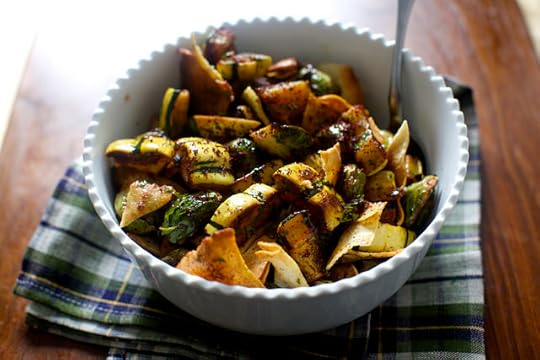 fall-toush salad with delicata and brussels