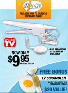ez cracker- a white gadget shaped like a nutcracker- now only $9.95