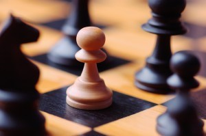 Chess pieces on chessboard