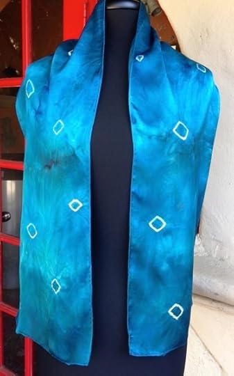 Shibori technique carribbean blue scarf