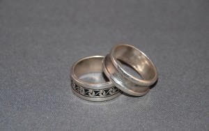 Wedding rings stacked