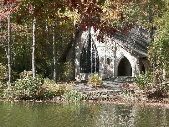 The chapel is a spot you don't want to miss as you drive through. You can spot it across the lake before you make the turn to drive up close.