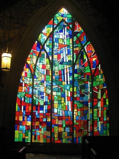 Stained glass image from inside the chapel.