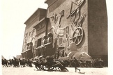 Applied EarthWorks archaeologists uncovered one of the 21 giant sphinxes (shown in its original state) from the 1923 movie "The Ten Commandments."