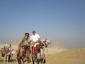 Camels and Pyramids in Egypt