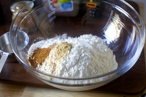 flour, spices and less baking powder than you'd expect