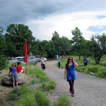 Walking to the tent for the next teaching or meditation session