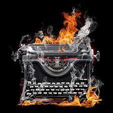 typewriter on fire