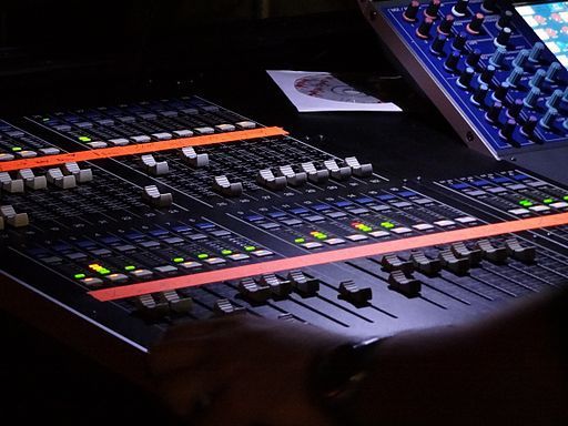 Yamaha M7CL digital live sound mixing console left half angled