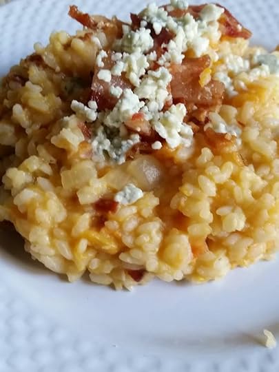Sweet potato bacon and blue cheese risotto